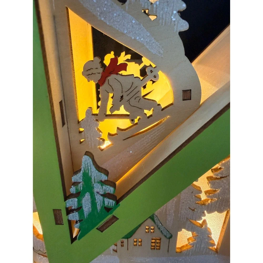 West Elm Monogram K Light Up Winter Scene Christmas Decor Holiday Folk Festive